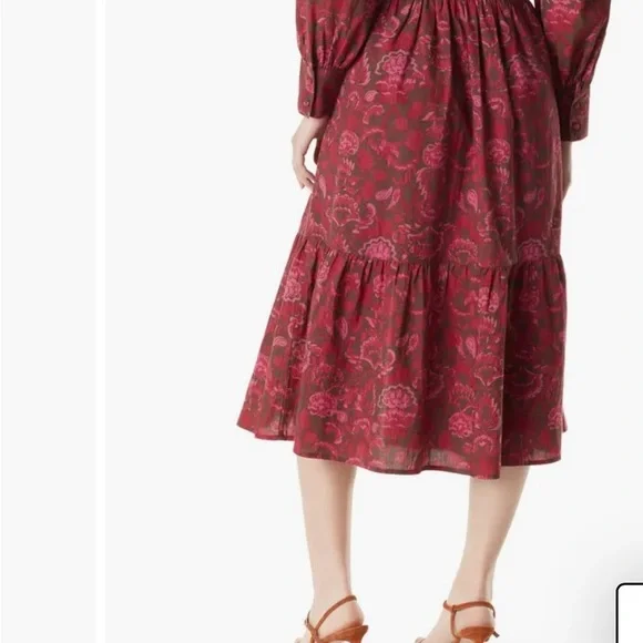 🌺🍂Sam Edelman midi dress has a  '70s vibe in a retro-inspired floral print🍁 - Picture 3 of 4